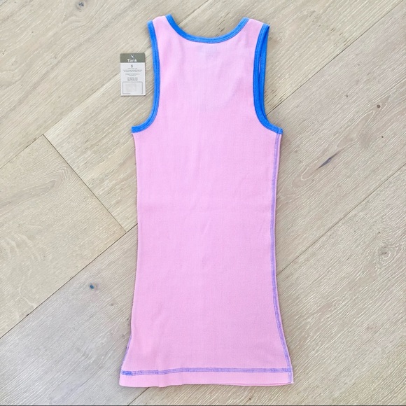 ⭐️Lazy One⭐️Pink Moose Graphic Ribbed Tank Top Cotton Tee T-Shirt Wo's S Small - Picture 3 of 9